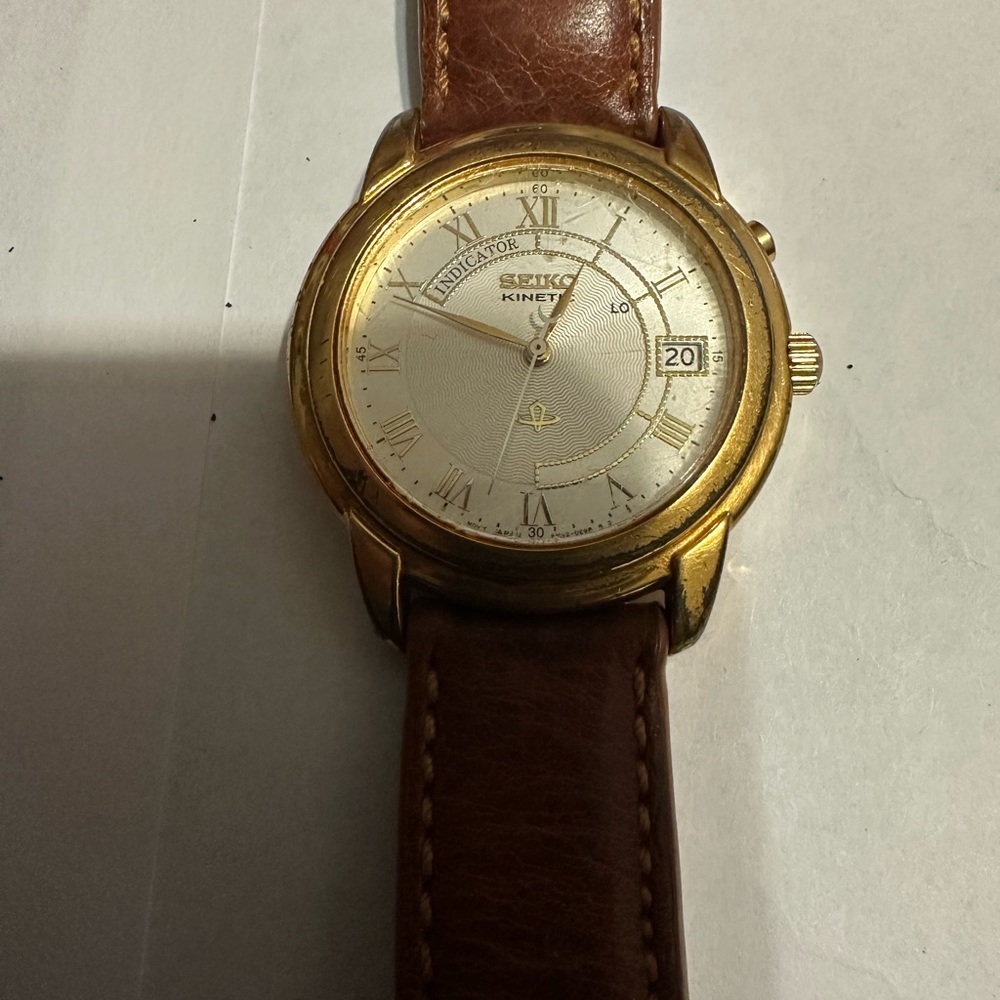 Automatic, Vintage Men's Seiko Kinetic Date 5M42 OB49 Gold Tone working